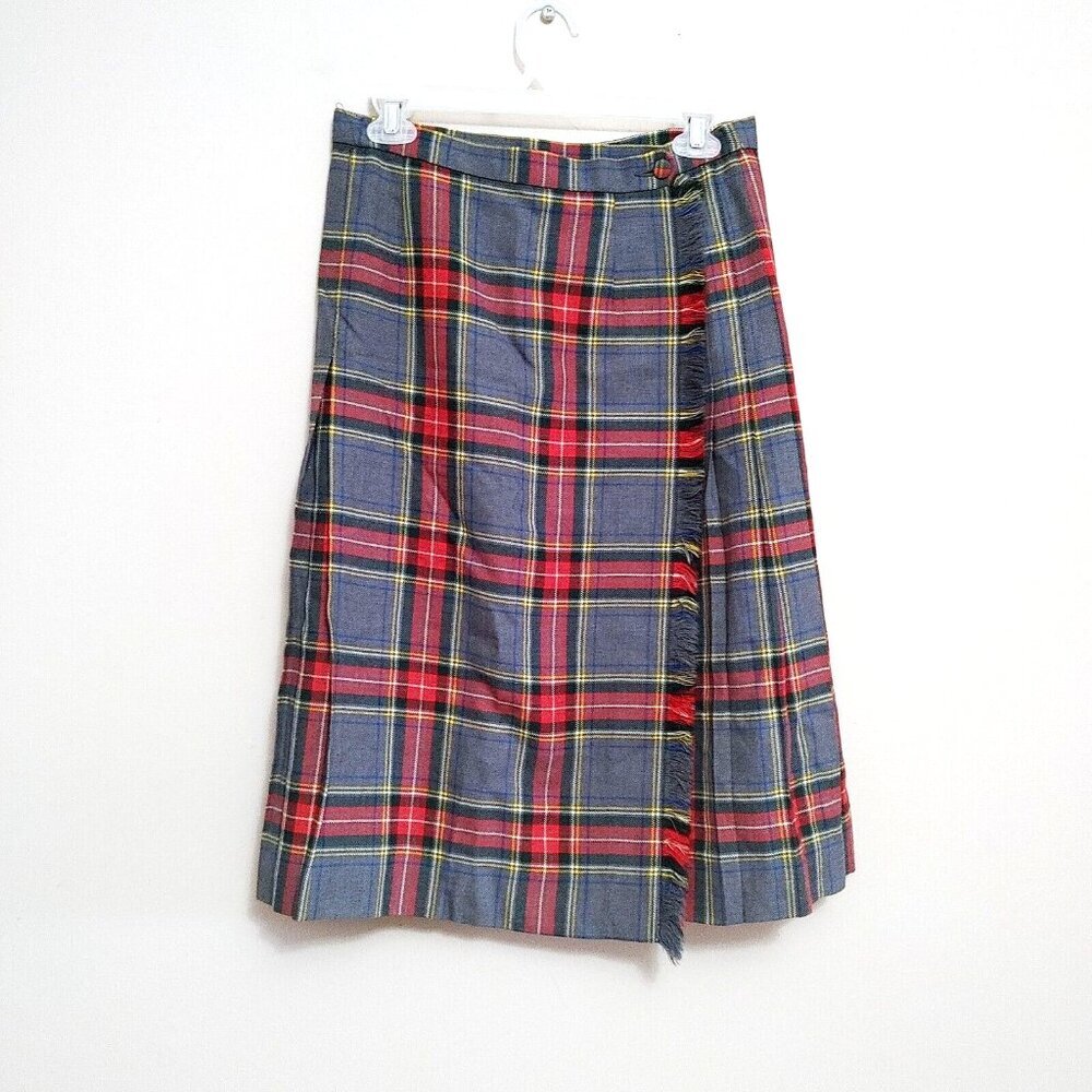Highland Queen Grey Stewart Wool Kilt Womens Size 14 Dark Academia Vintage